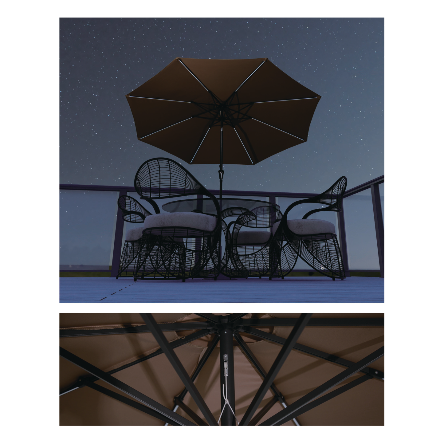 10 Feet Outdoor Patio umbrella with Bright Solar LED Lights