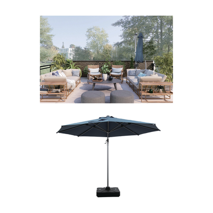 10 Feet 360° Tilt Aluminum Square Patio Umbrella without Weight Base