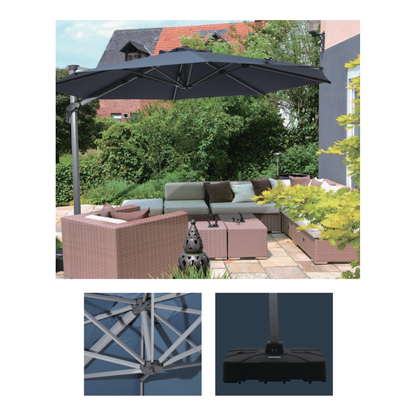 10 Feet 360° Tilt Aluminum Square Patio Umbrella without Weight Base