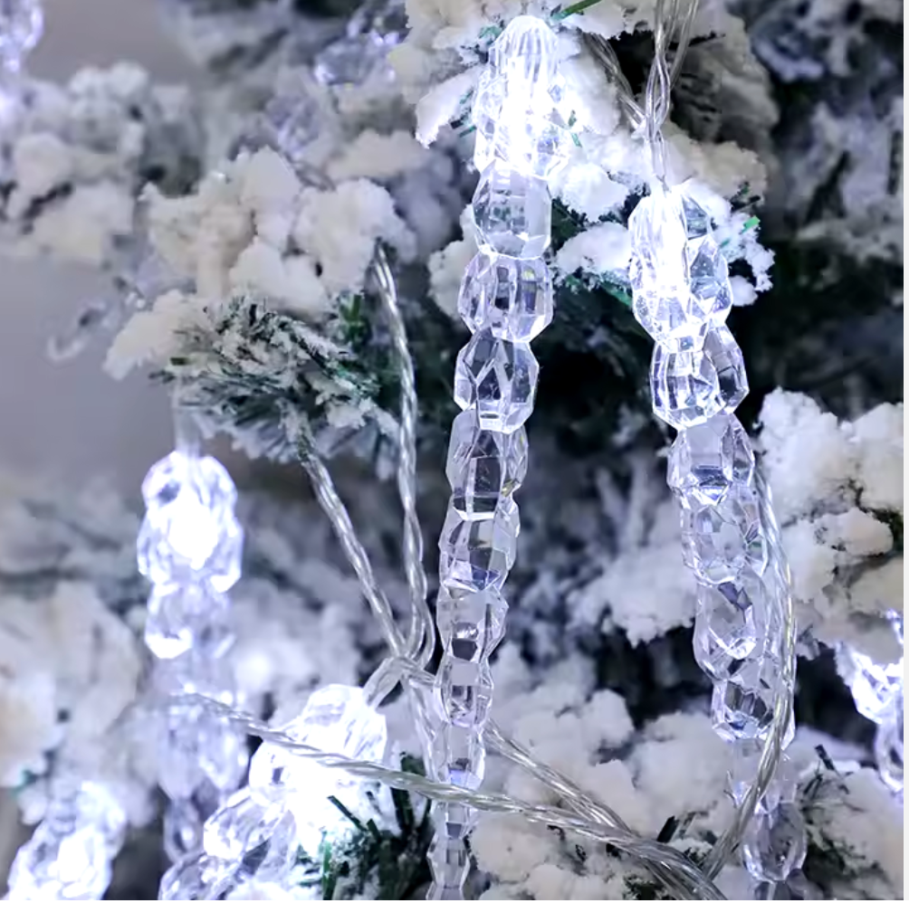 SLSL005-3AA transparent cable Christmas Light String Garden Fence Decorative Ice Cone 10 LED string lights