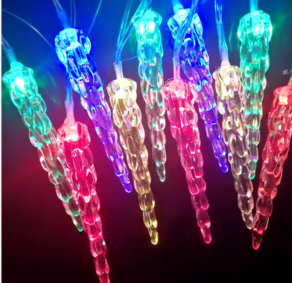 SLSL005-3AA transparent cable Christmas Light String Garden Fence Decorative Ice Cone 10 LED string lights