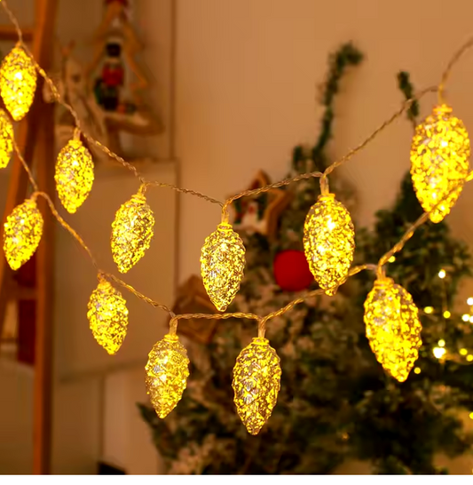 SLSL004-3AA Battery Operated 20LED golden pinecones string Lights Holiday Dress-up Shop Window Christmas Decoration