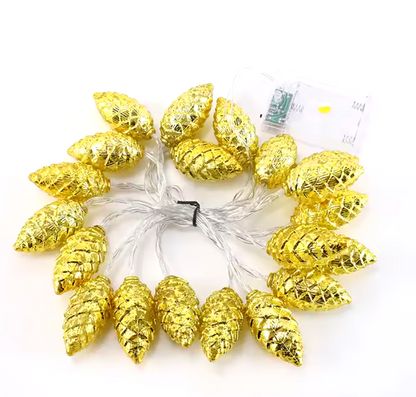 SLSL004-3AA Battery Operated 20LED golden pinecones string Lights Holiday Dress-up Shop Window Christmas Decoration